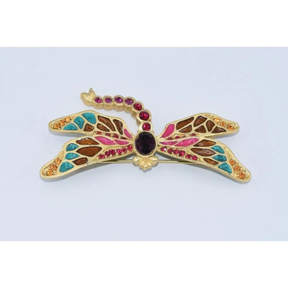 Jay Strongwater Large Dragonfly Swarovski Crystals Brooch